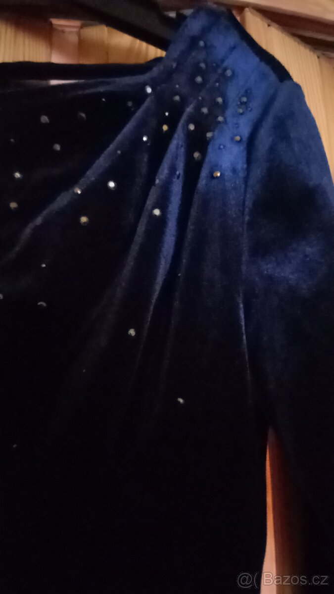 Tmavě modré sametové šaty Orsay, vel. XS - 6