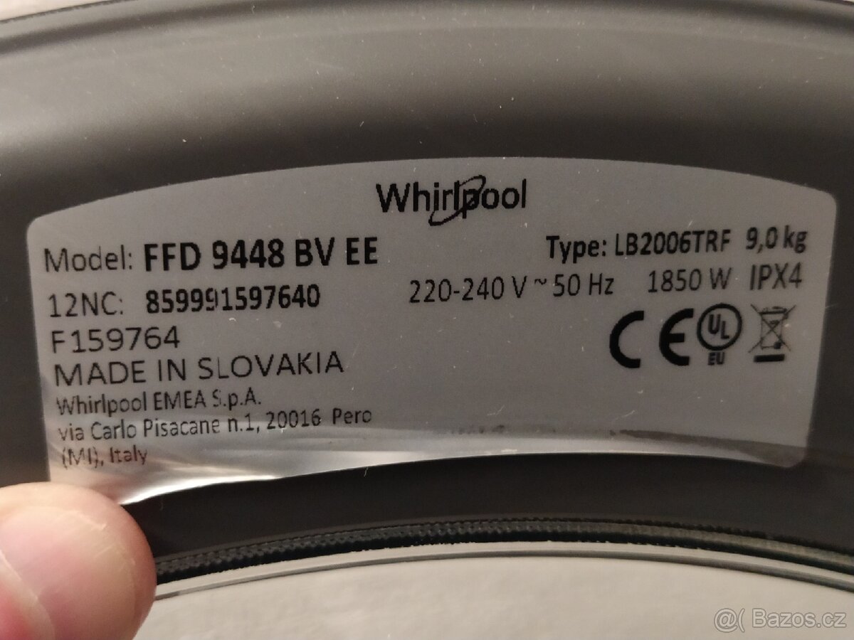 Prodám předem plněnou pračku Whirlpool na 9 kg prádla. - 6