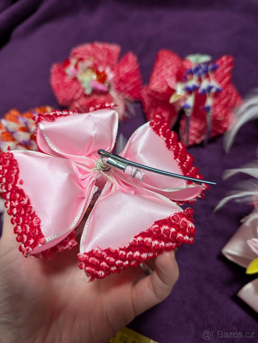 Japonské ozdoby do vlasů - růžové - 6