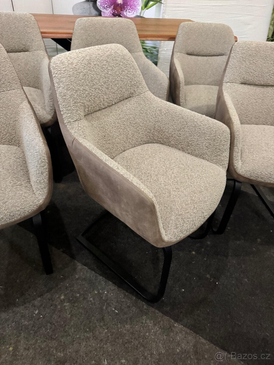 NOVÝ Luxusní jídelní set Masivní stůl se 6 křeslami - 6