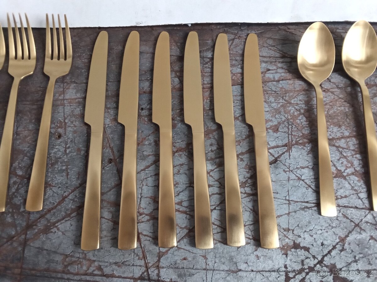 NOVÁ 24 dílná sada zlatých příborů Björn nepoužité - 6