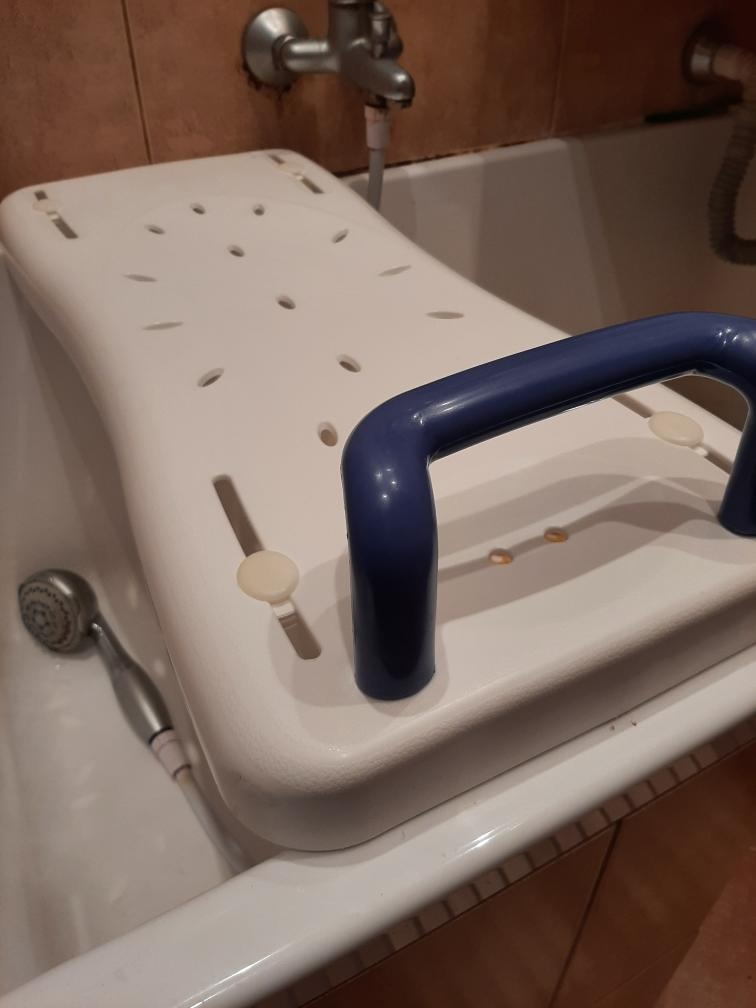 Sedátko na vanu s madlem RIDDER, bílo modrá barva-nové - 6