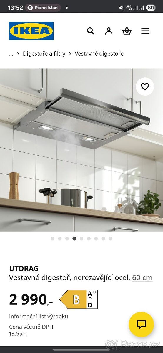 Vestavná digestoř IKEA Utdrag - TOP stav - 6