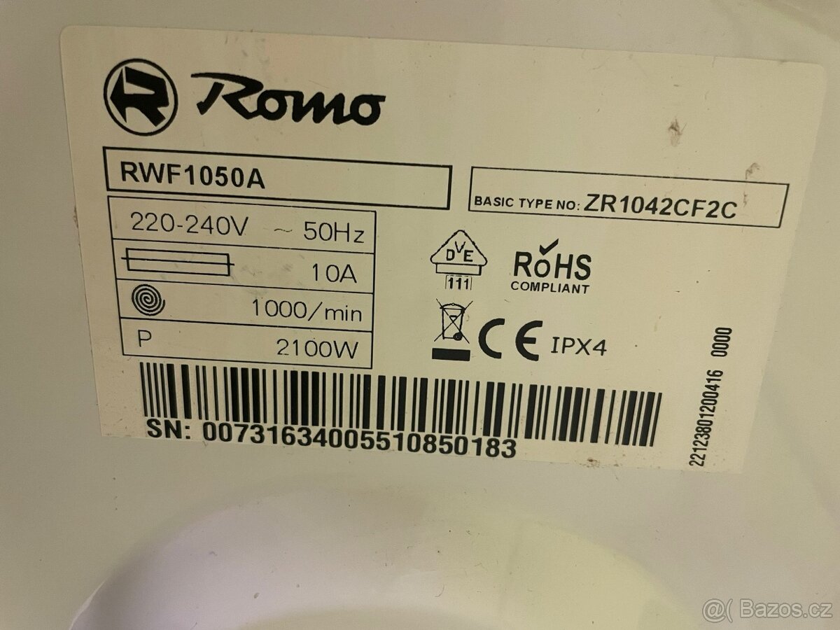 Pračka Romo RWF1050A. - 6