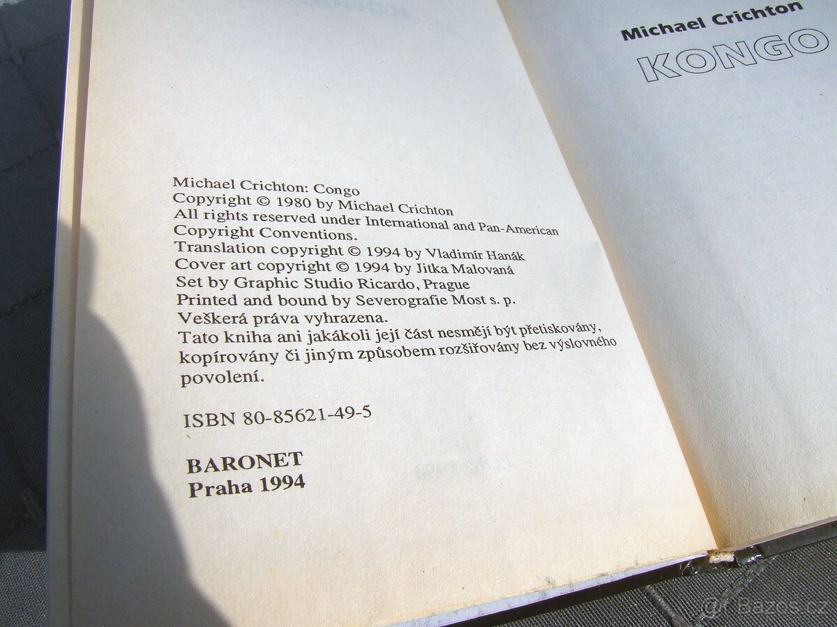 2x kniha Michael Crichton - Ztracený svět, Congo - 6