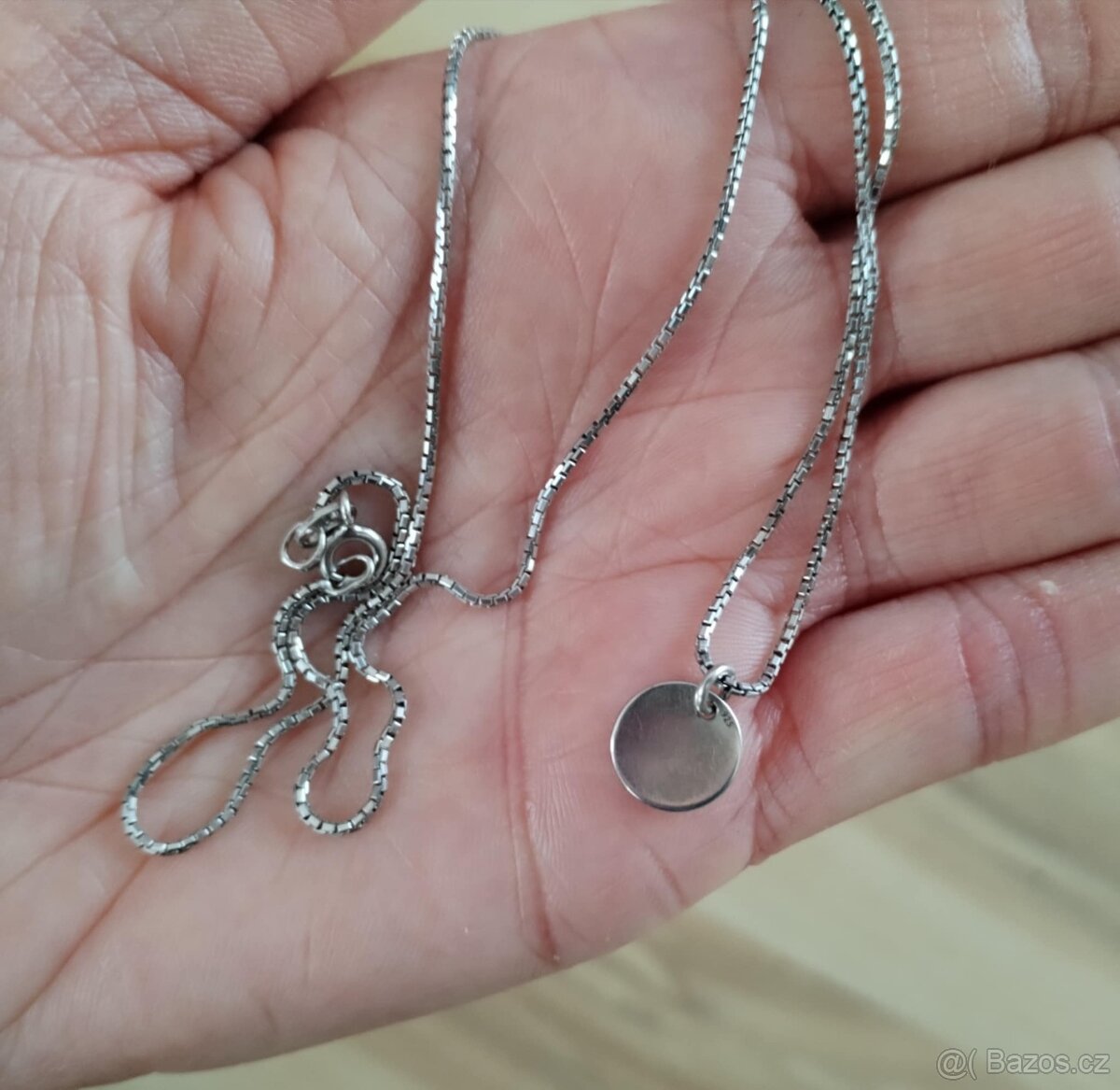 2x stříbrný řetízek, přívěsek srdce, penízek - 6