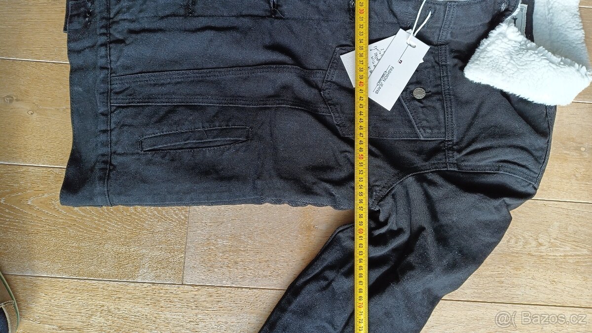Jeansová vyteplená černá bunda XL - 6