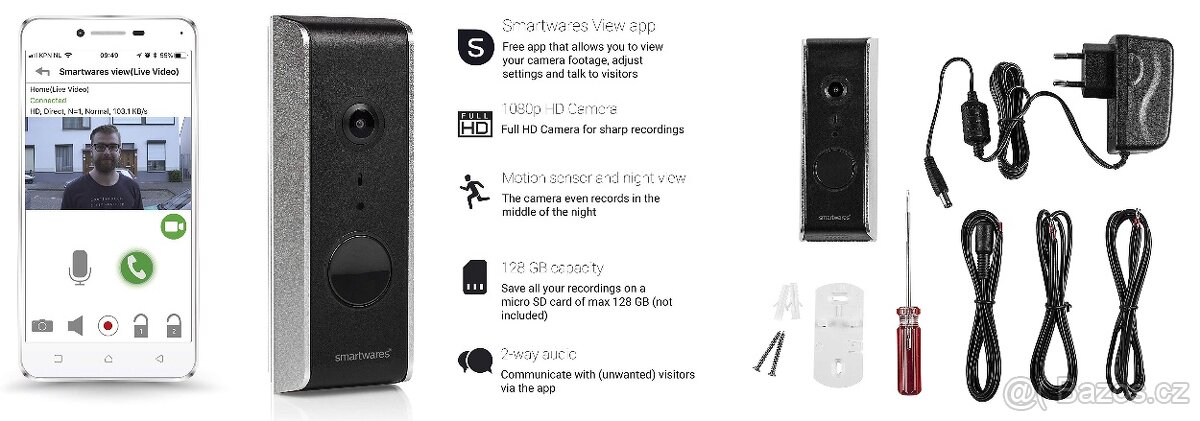 Video zvonek s kamerou Smartwares Wired IP Wi-Fi nový - 6