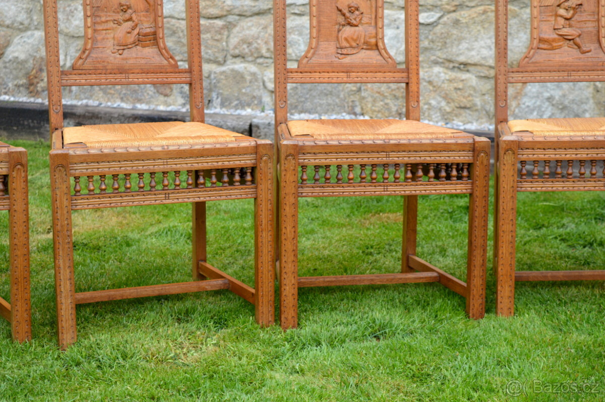 Starožitné židle 6 ks s řezbou - 6