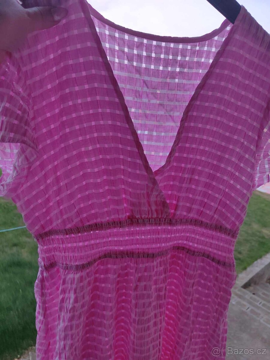 Letní růžové saty L /XL - 6