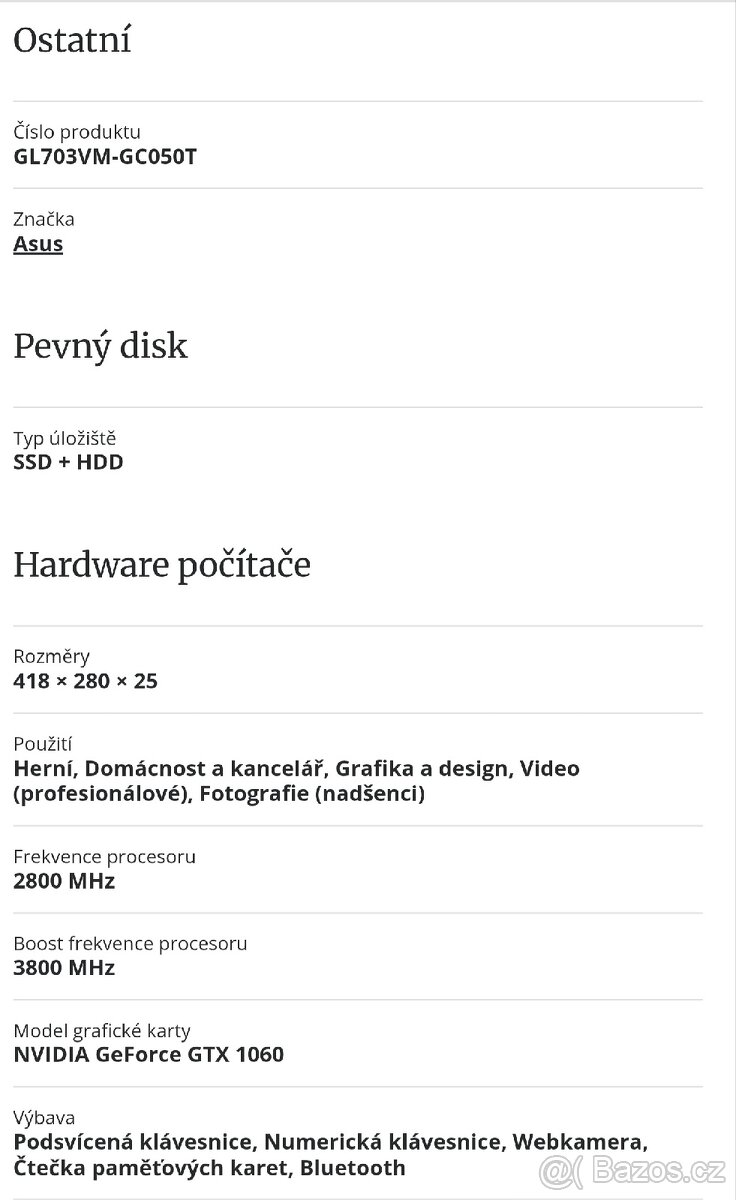Herní notebook Asus Rog Strix GL703 VM - 6