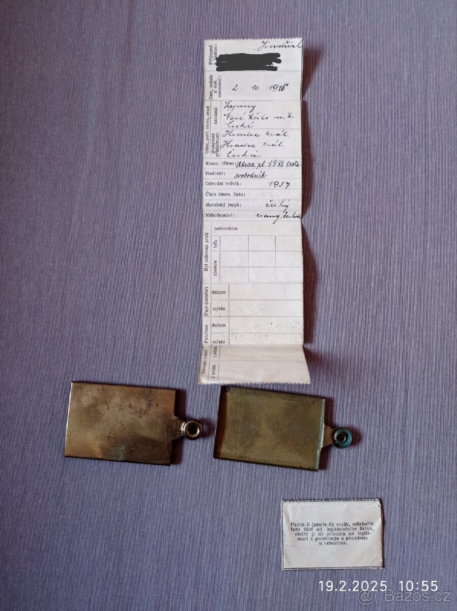 Armádní známka, ORIGINÁL, meziválečná ČSR, 1.republika - 6