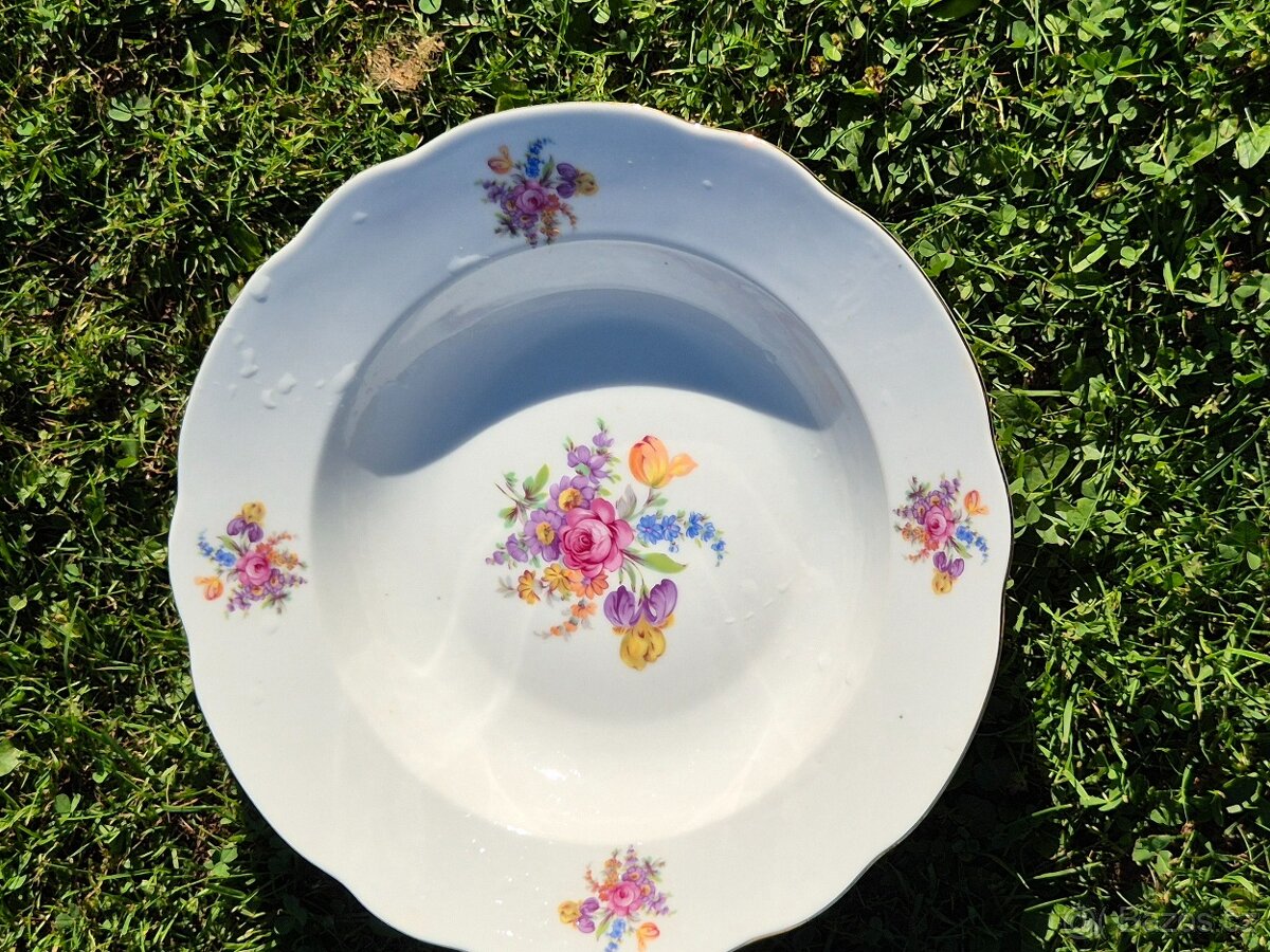 Krásný velký porcelánový hluboký talíř průměr 30 cm - 6