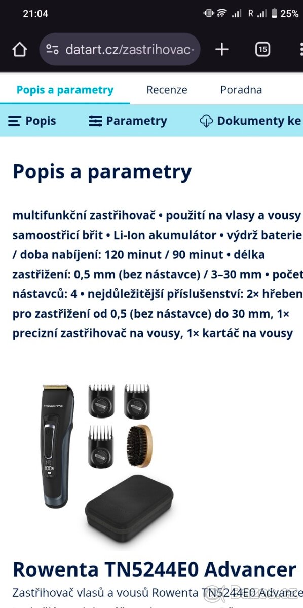 Zastřihovač vlasů Rowenta TN5244E0 Advancer černý Nevhodný d - 6