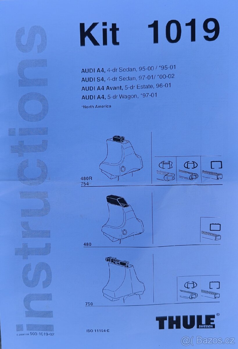 Kit Thule 1462, 1212, 1019 - AUDI A4, 4-dr Sedan, 95-15 - 6