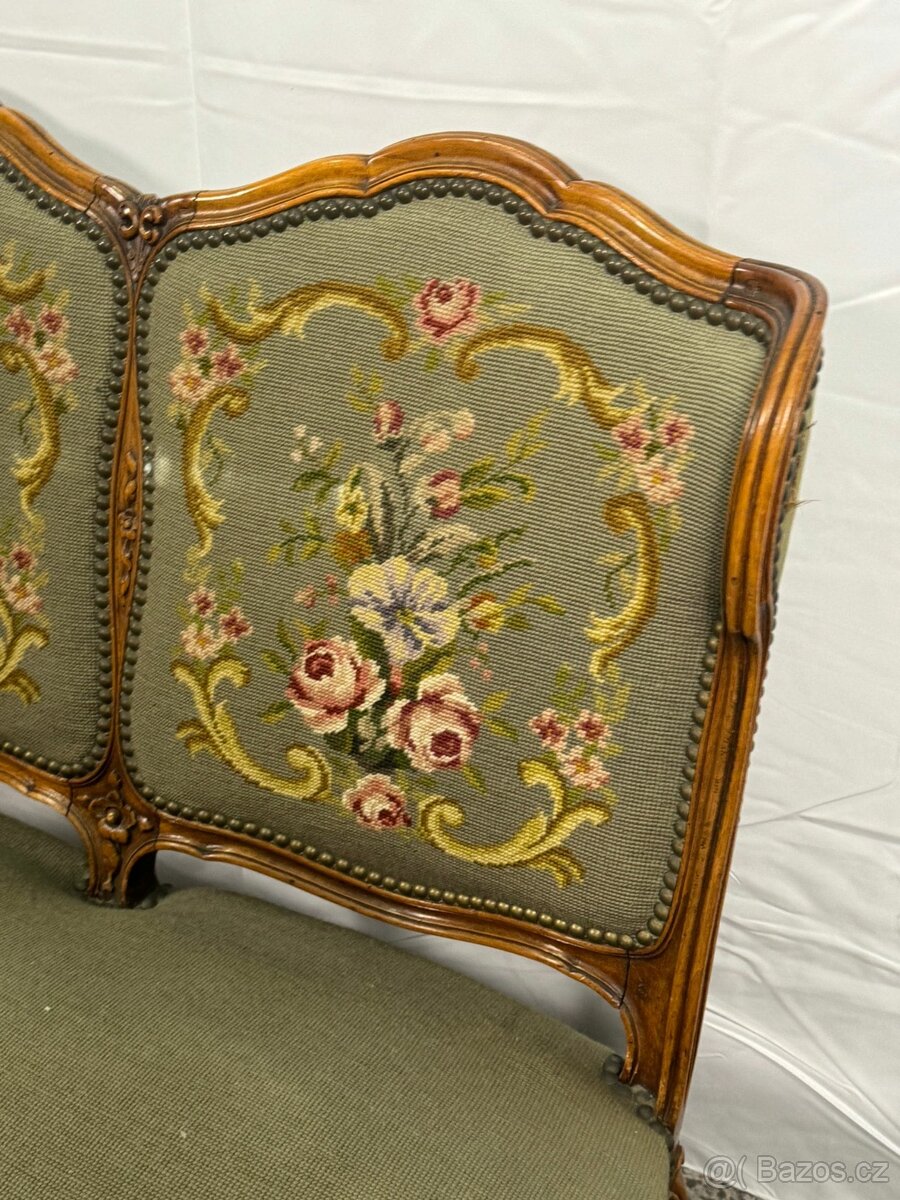 Starožitná sofa / loveseat s gobelínem (135024) - 6