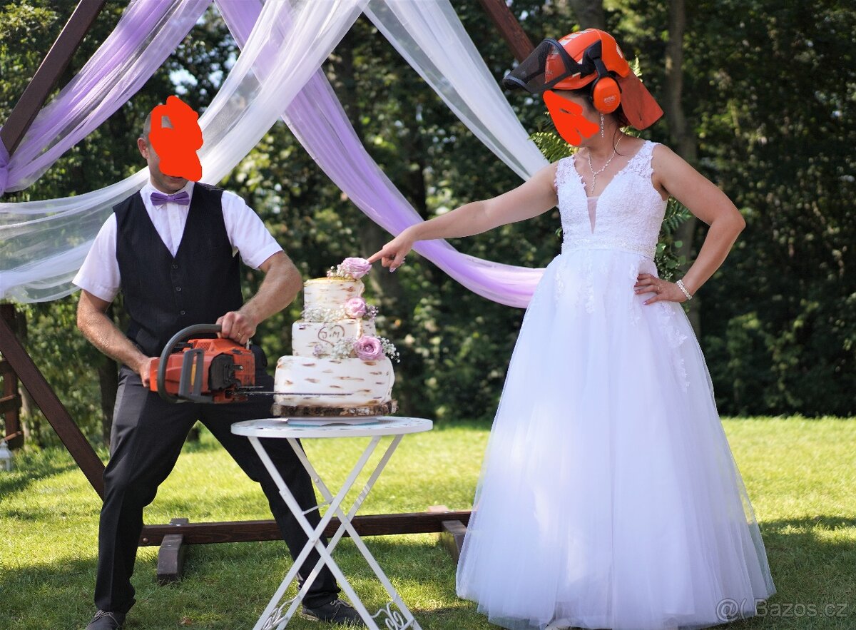 Svatební šaty bílé vel. 40/46 - 6