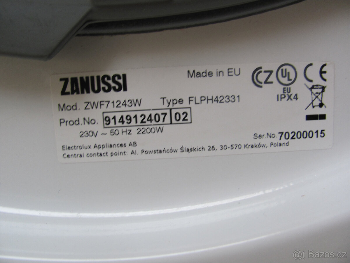 AUTOMATICKÁ PRAČKA ZANUSSI - 7kg -1200ot. - A+++ - 6