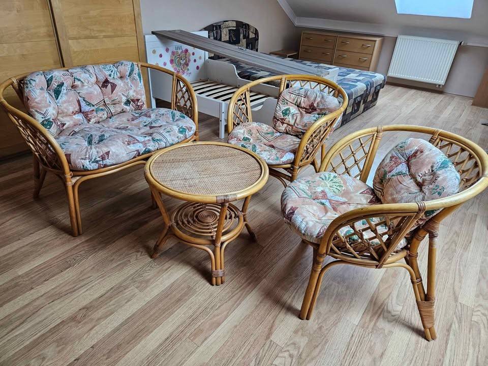 Ratanová sedací souprava, 4 kusy - 6