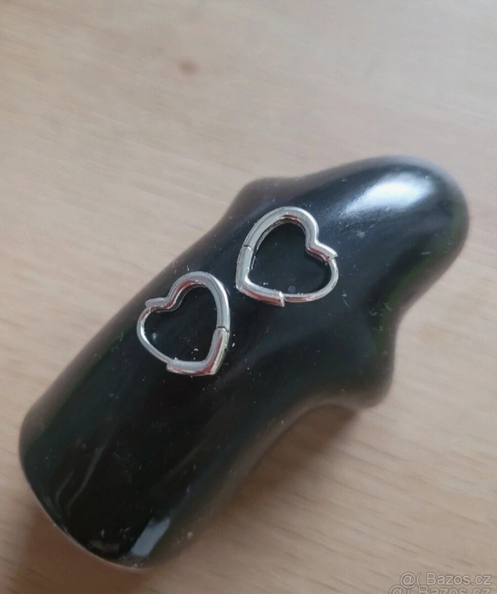 Nové dámské stříbrné náušnice 925 srdce srdíčka ocel - 6