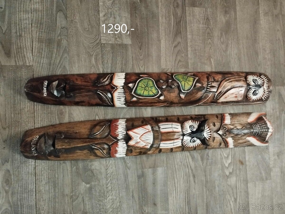 Ručně vyřezávané dřevěné sochy a masky ze Srí Lanky - 6