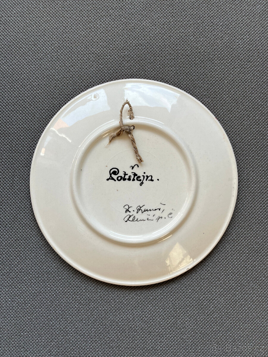 Kameninový závěsný talíř 19 cm, K. Kuneš Klenčí - 6
