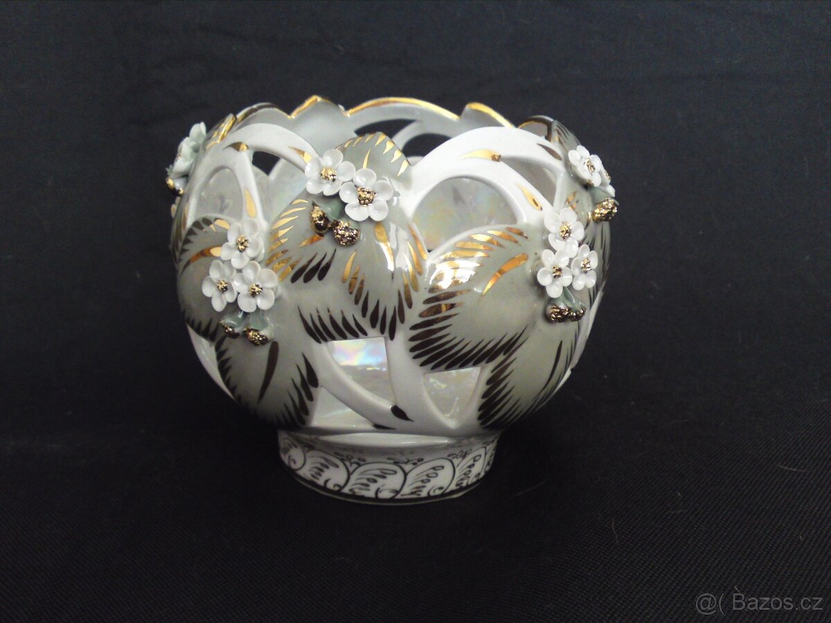 Zdobná váza a zdobená miska, dóza - 6