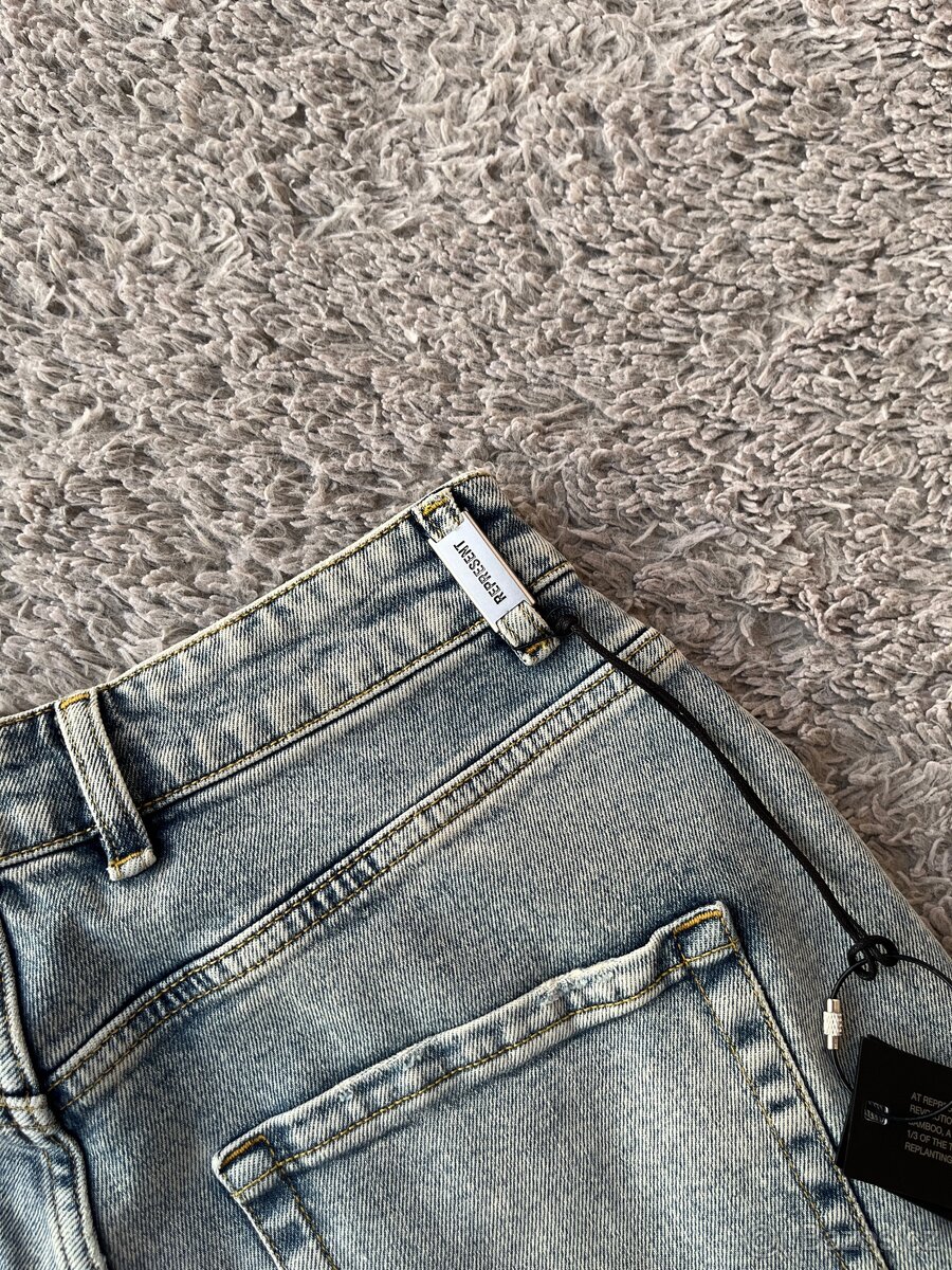 Represent Baggy Destroyer Denim Worm Blue kalhoty - 6