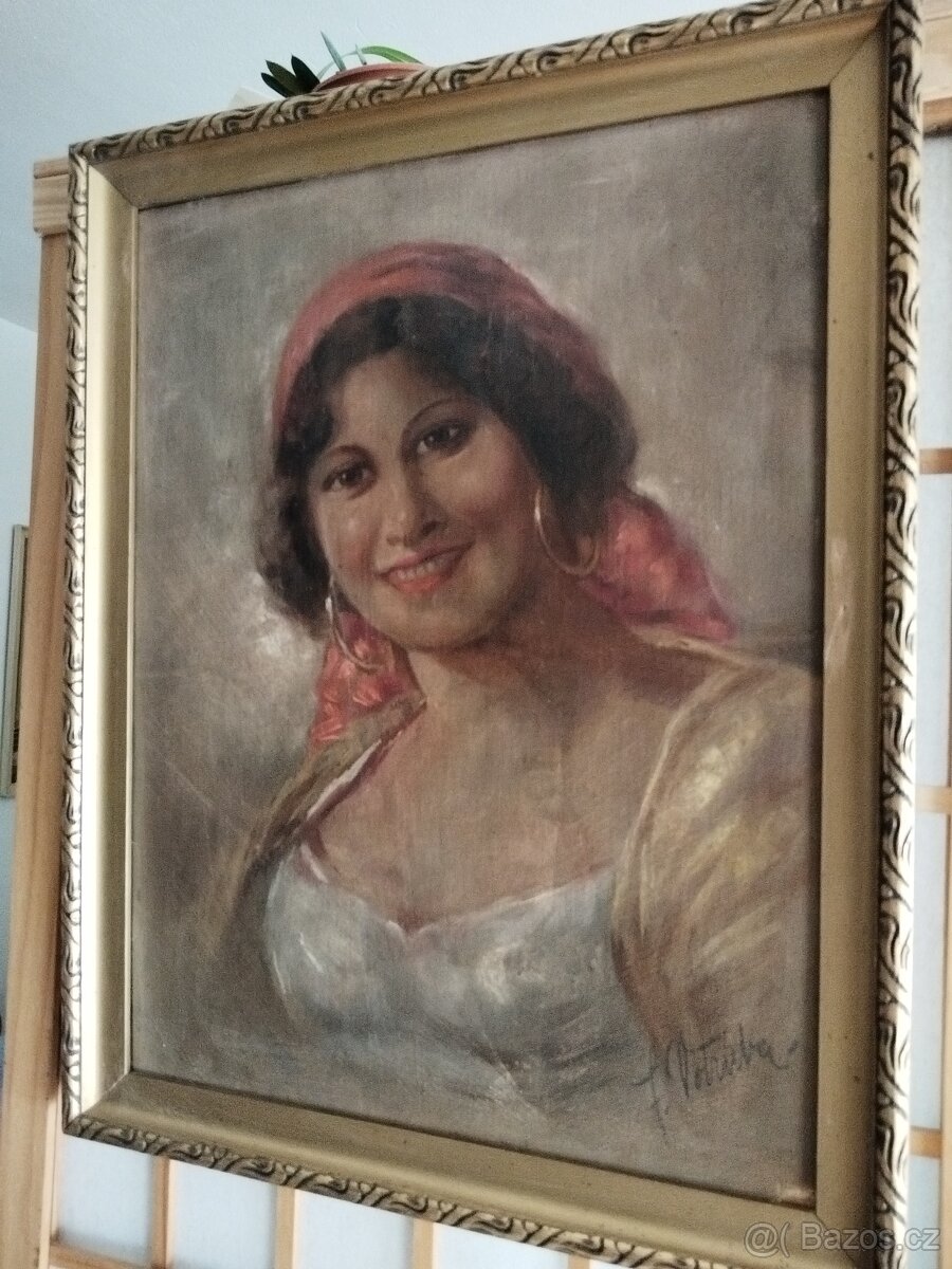 obraz CIGÁNKA IV. /dívka, portrét/, olej, František Votruba - 6