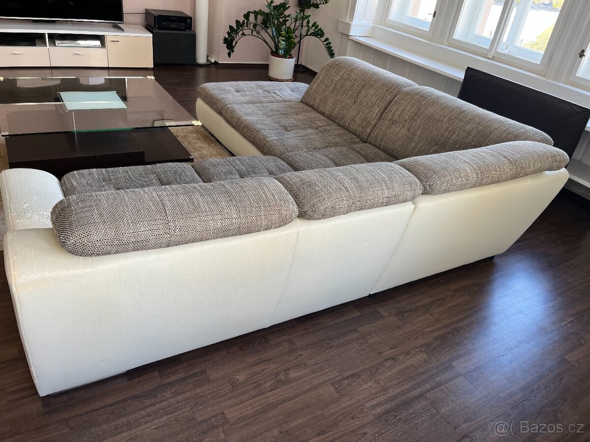 velka sedací souprava bila, velka sedačka - 6