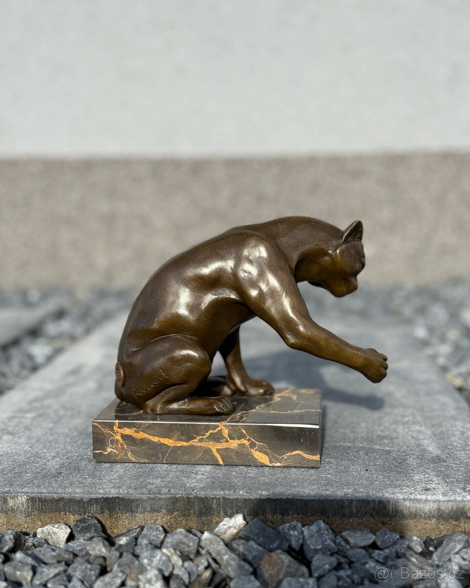 Bronzová socha Kočka hrající si luxusní dekorace dárek - 6