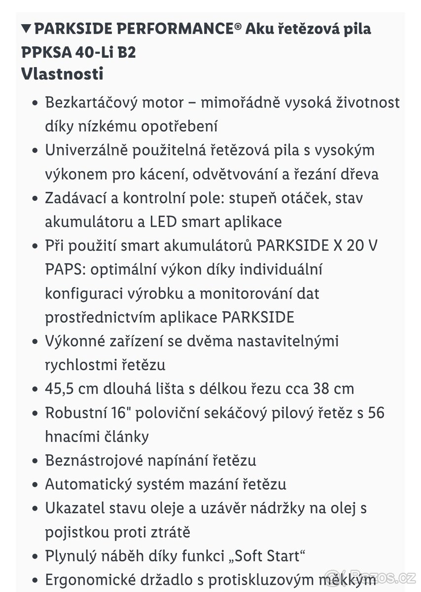 Aku řetězová pila peformance lišta 38cm - 6