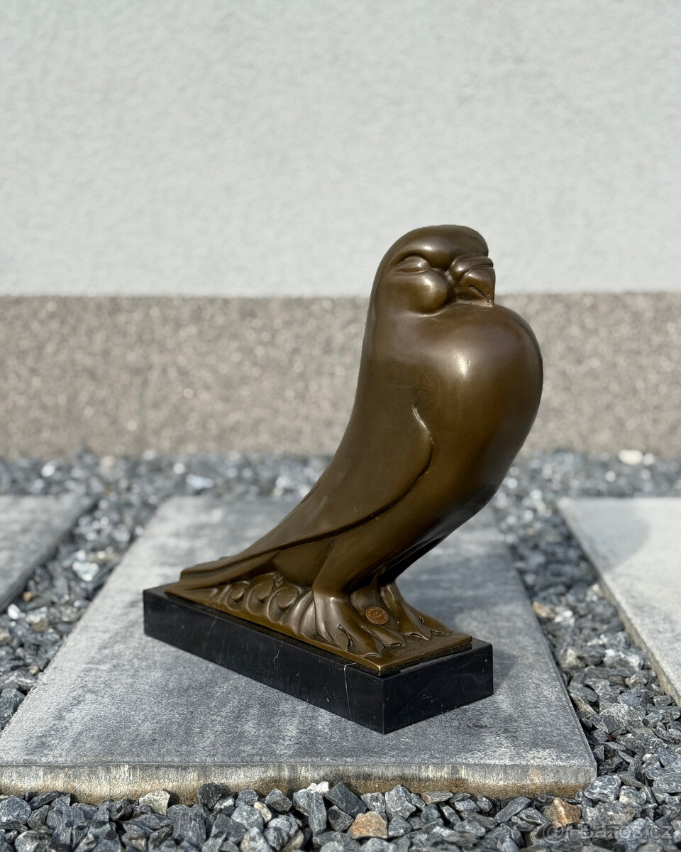 Bronzová socha Holub luxusní art deco dekorace z bronzu - 6