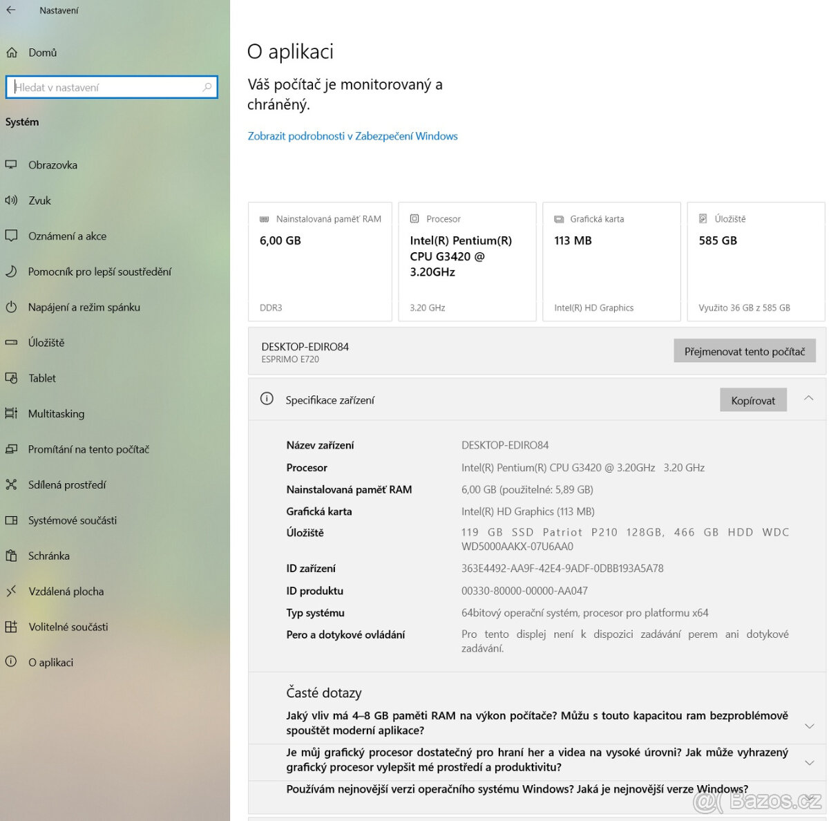 PC Fujitsu E720, WIN10, SSD, HDD, 6 GB RAM - 6
