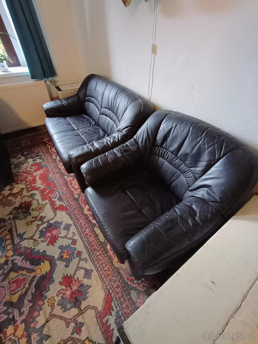 Sedací souprava rustikální+kožená souprava - 6