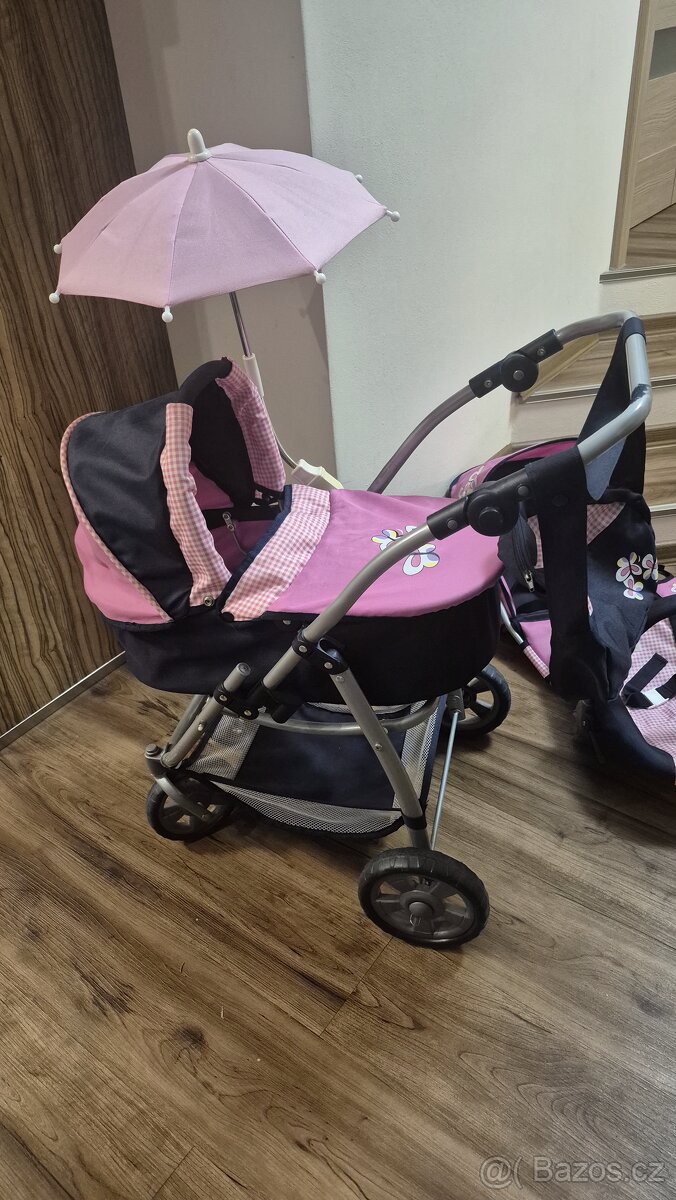 Kočárek pro panenky Bayer Chic trojkombinace - 6
