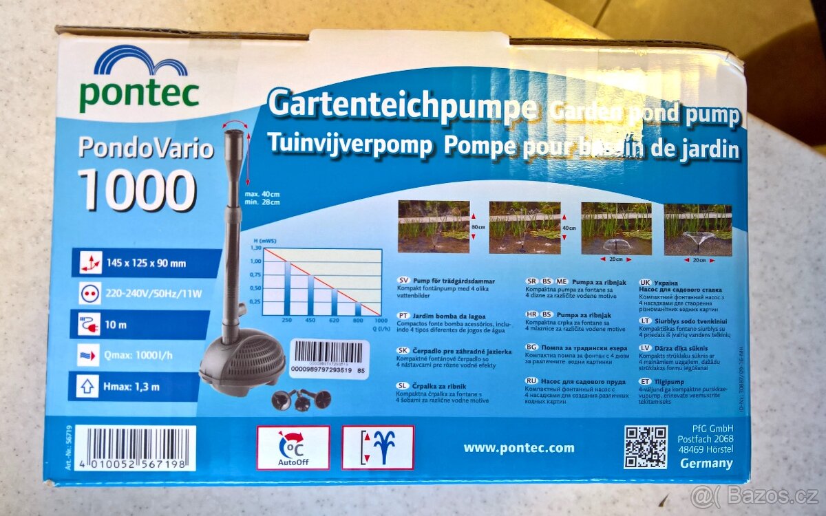 Fontánové čerpadlo Pontec Pondo VARIO 1000 - NOVÉ - 6