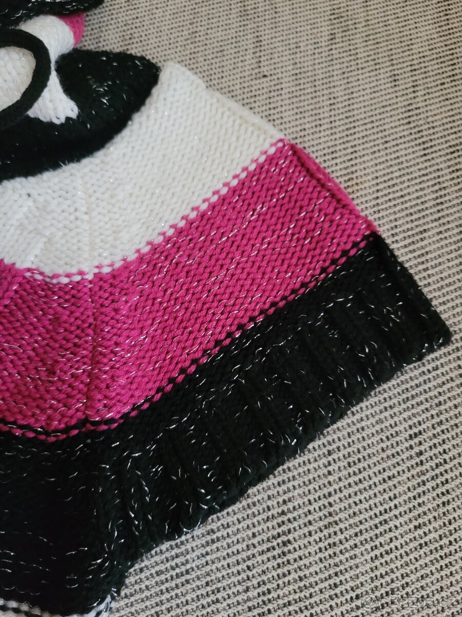 Dámský pruhovaný svetřík s bambulkou zn. Numbero, vel. M - 6