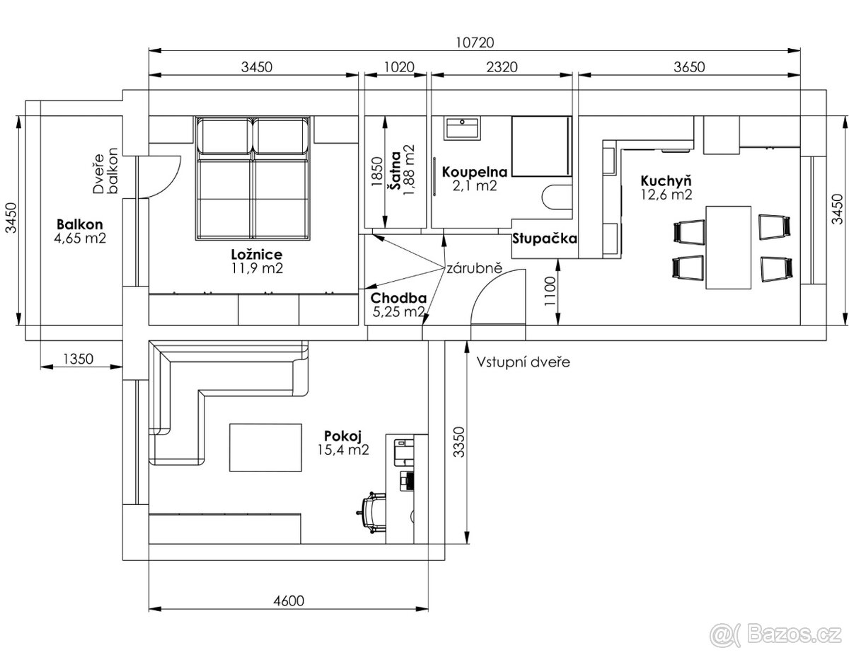 Pronájem bytu 2+1 57 m² Na Rybníku, Uherské Hradiště - 6