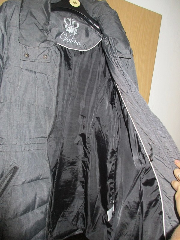 Dámská zimní péřová šedá bunda/kabát delší 44/46 - 6