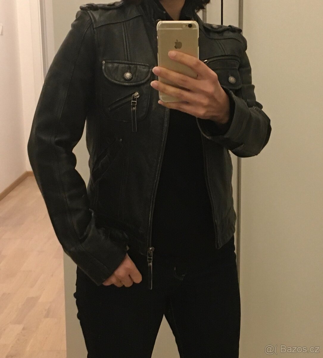 Dámská kožená bunda KARA tm. hnědá vel. 36 - 6