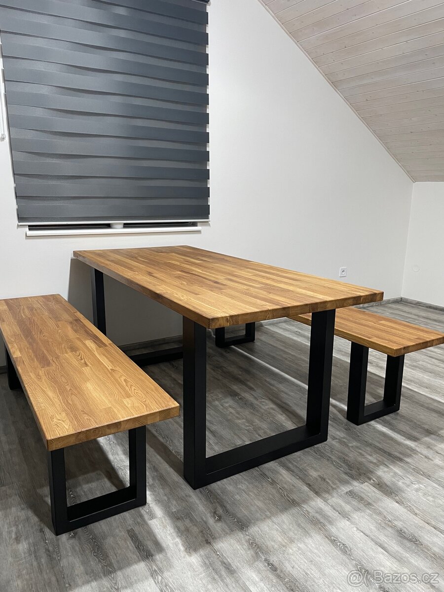 Masivní jídelní dubový stůl - 6