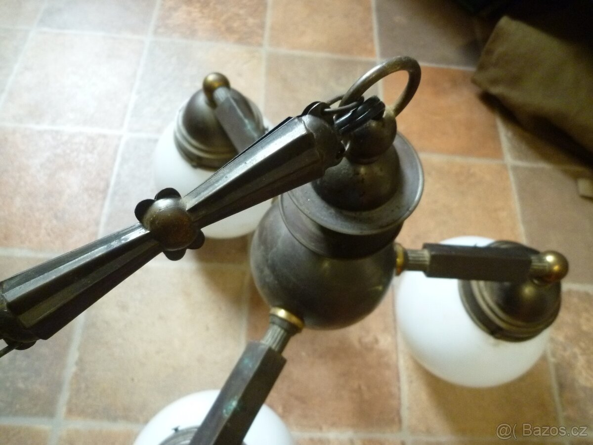 1920 starý mosazný lustr - 6