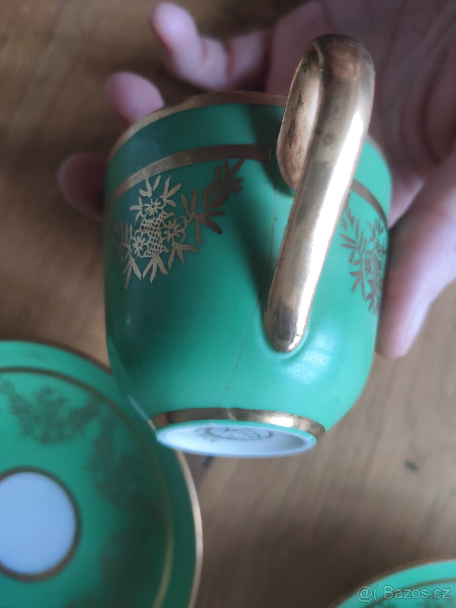 Porcelánová zlacená sada, kávový servis - 6
