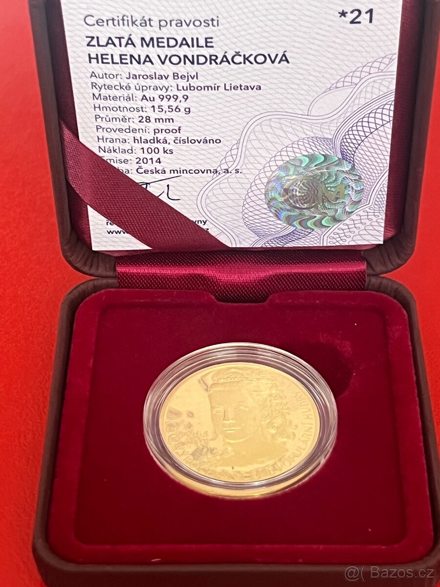 Zlato / zlatá mince zpěvačka Helena Vondráčková - 6