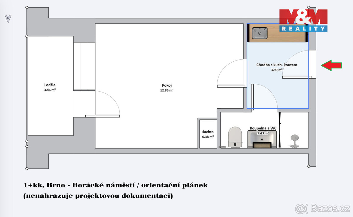Prodej bytu 1+kk, 19 m², Brno, ul. Horácké náměstí - 6