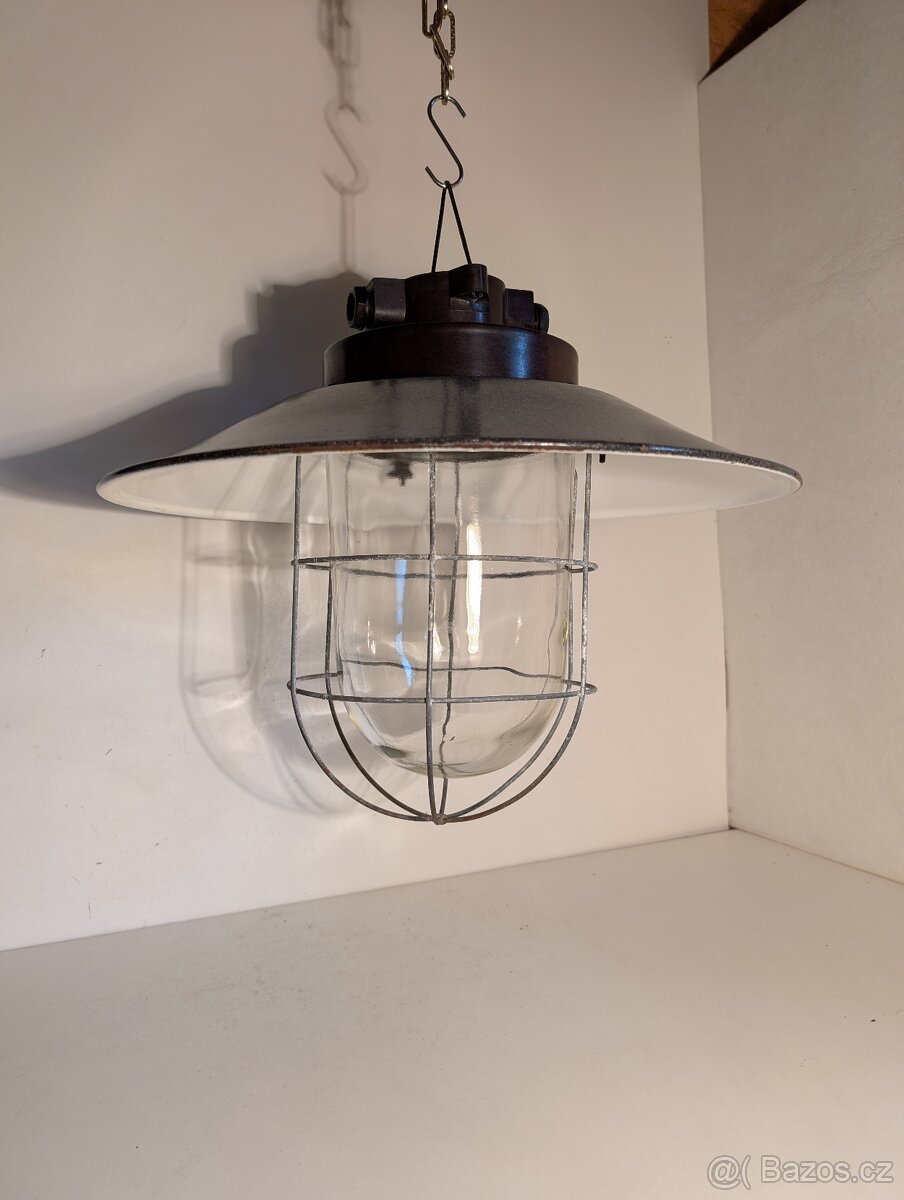 1x velký industriální bakelitový lustr smalt stínidlo až 3ks - 6
