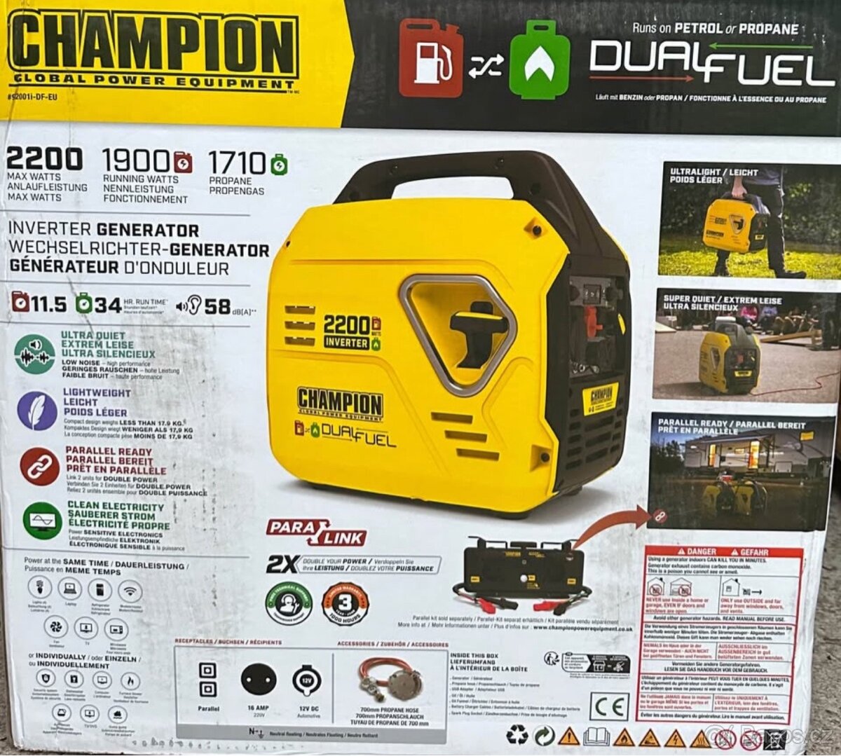 Centrála, Generator Champion2200 Dvoupalivový LPGBenzin2,2kW - 6