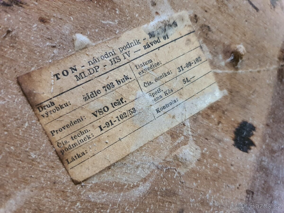 retro poválečné ČSSR židle 4ks socialismus 1950 - 1960 - 6