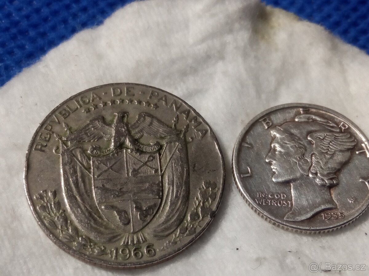 STŘÍBRO ONE DIME 1935+1/4 BALBOA 1966 - 6